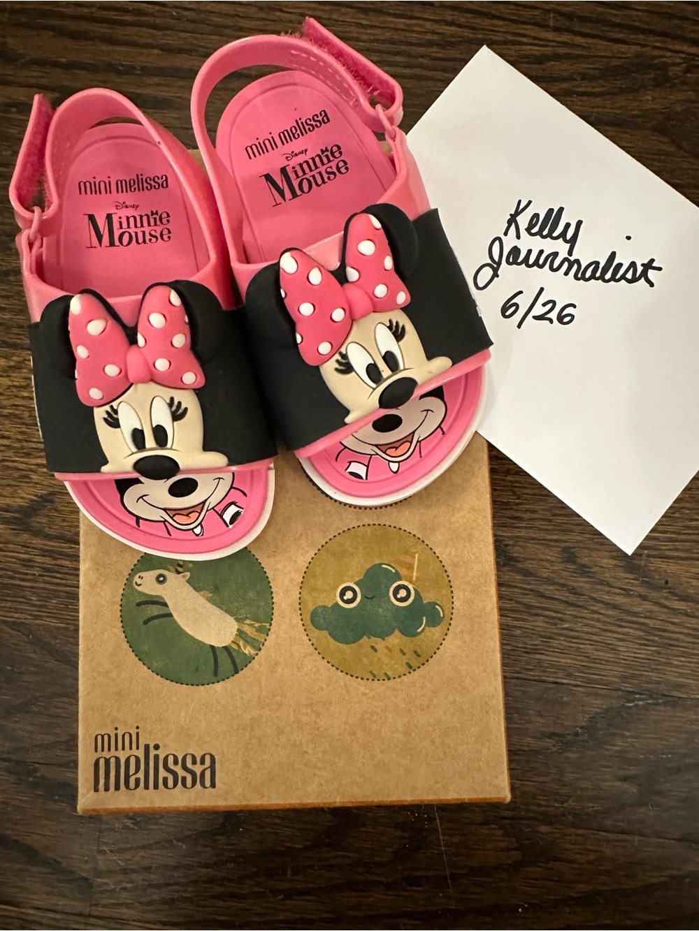 Mini Melissa Pink and Black Minnie Mouse Kids Sandals